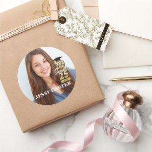 Class of 2025 Graduation Senior Graduate Photo Classic Round Sticker