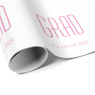 Class of 2025 Graduation Simple Pink Typography  Wrapping Paper