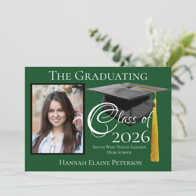 Class of 2025 Green Graduation Announcement (Standing Front)