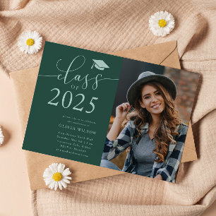 Class of 2025 Green Graduation Party Photo  Invitation