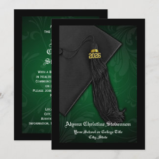 Class of 2025 Green Tassel Dignified Graduation Invitation