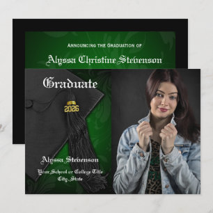 Class of 2025 Green Tassel Photo Graduation Invitation
