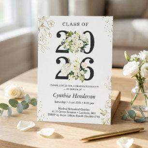 Class of 2025 Greenery Floral Graduation Party Invitation