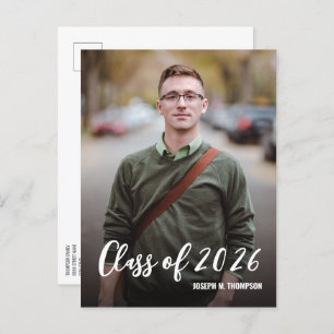 Class of 2025 Male Graduate Photo Custom message Announcement Postcard