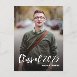 Class of 2025 Male Graduate Photo Custom message Announcement Postcard