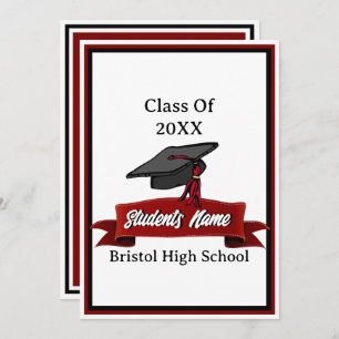Class of 2025 Maroon and Black Graduation Party Invitation