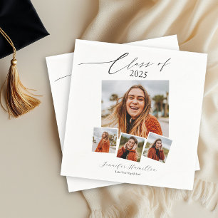 Class Of 2025 Minimalist Photo Grad Party Napkin