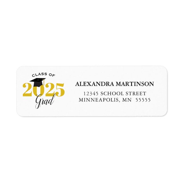 Class of 2025 Modern Gold and Black Return Address (Front)
