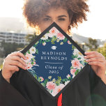 Class of 2025 Navy Blue Blush Pink Floral Graduate Graduation Cap Topper<br><div class="desc">Navy Blue Blush Botanical Floral Graduation Hat. For further customization,  please use our design tool to modify this template.</div>