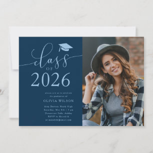 Class of 2025 Navy Graduation Party Photo  Invitation