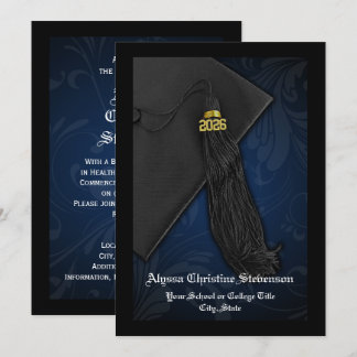 Class of 2025 Navy Tassel Dignified Graduation Invitation