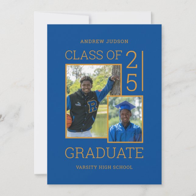Class Of 2025 Photo Blue Graduation Party Invitation (Front)