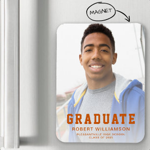 Class of 2025 Photo Burnt Orange Graduation Magnet