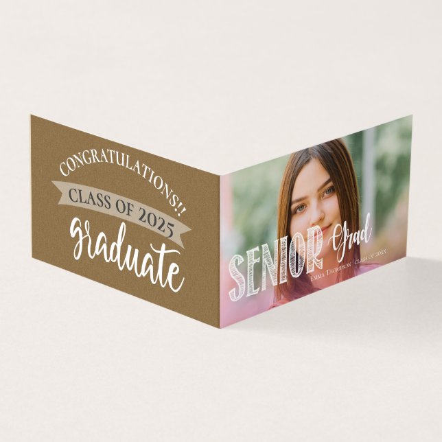 Class Of 2025 Photo Graduation Party Advice Card (Outside)