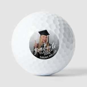 Class of 2025 Photo & Name Custom Graduation Black Golf Balls