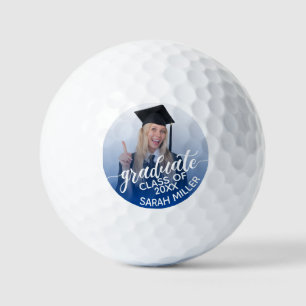 Class of 2025 Photo & Name Custom Graduation, Blue Golf Balls
