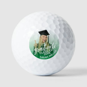 Class of 2025 Photo & Name Custom Graduation Green Golf Balls
