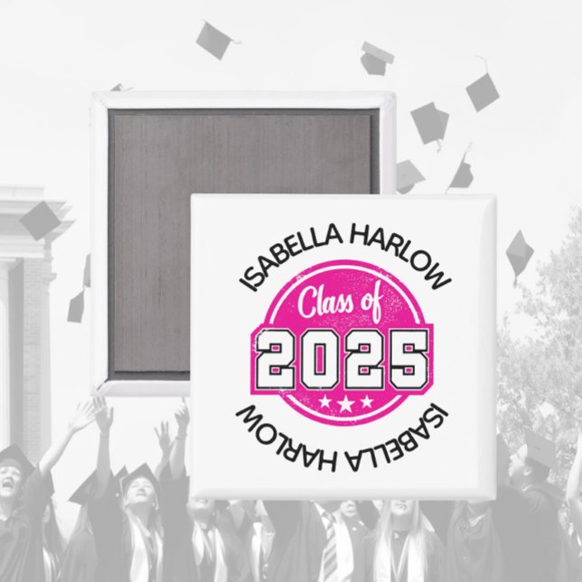Class of 2025 Pink Graduate Name Magnet (Creator Uploaded)