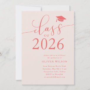 Class of 2025 Pink Graduation Party  Invitation