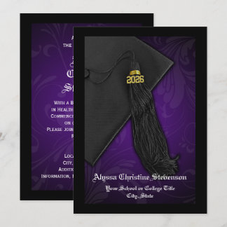 Class of 2025 Purple Tassel Dignified Graduation Invitation