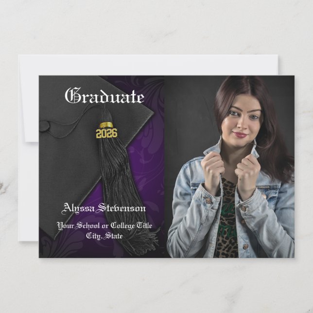 Class of 2025 Purple Tassel Photo Graduation Invitation (Front)