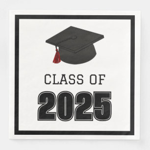 Class of 2025 Red and Black Tassel Napkin