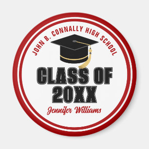 Class of 2025 Red White Personalized Graduate Magnet