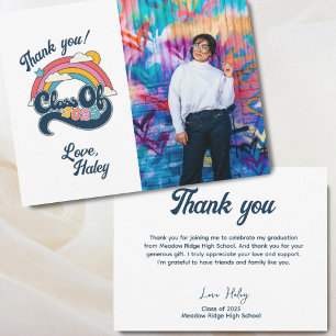 Class of 2025 Retro Rainbow Colourful Graduation Thank You Card
