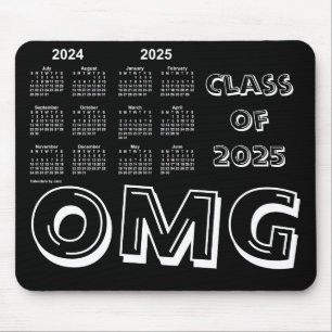 Class of 2025 School Year Calendar by Janz Black Mouse Pad