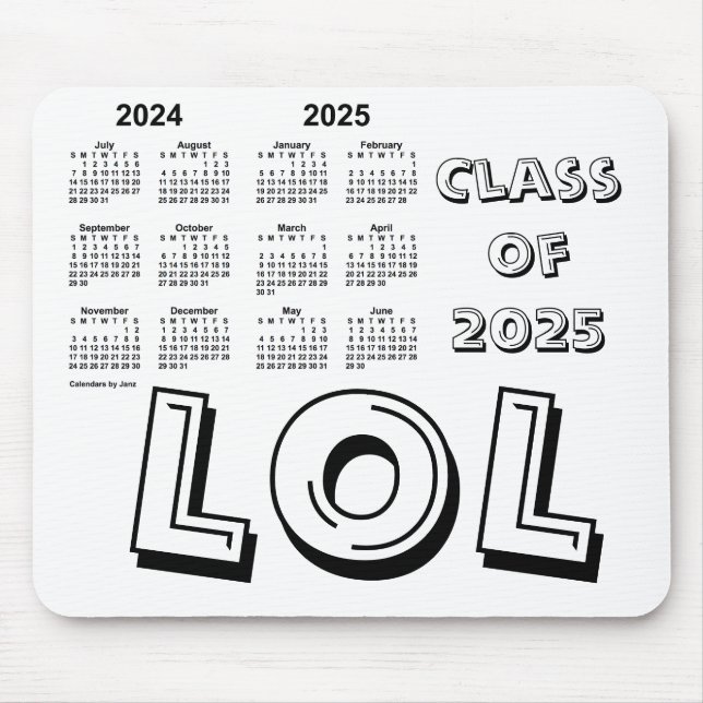 Class of 2025 School Year Calendar by Janz White Mouse Pad (Front)
