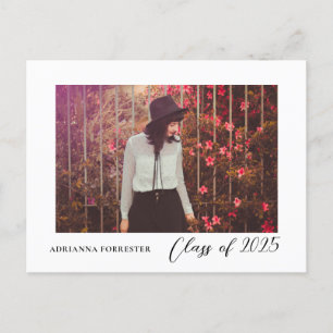 Class Of 2025 Script Graduate Photo Elegant Invitation Postcard
