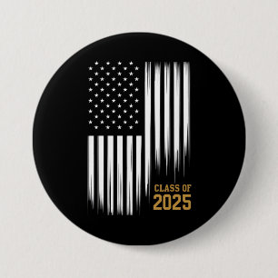 Class Of 2025 Senior American Flag Graduation 3 Inch Round Button