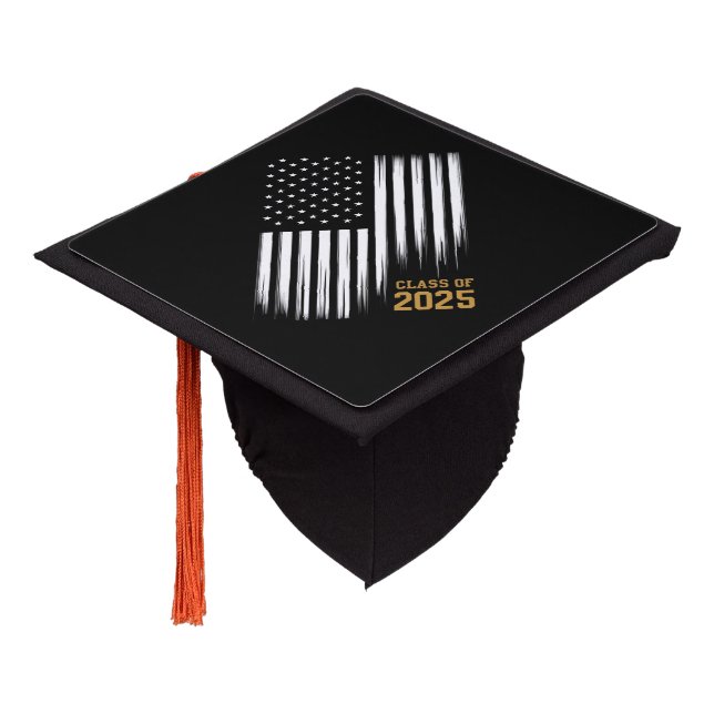 Class Of 2025 Senior American Flag Graduation  Graduation Cap Topper (Angled)