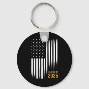 Class Of 2025 Senior American Flag Graduation  Keychain