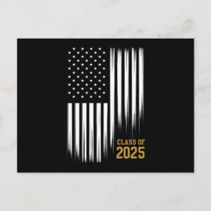 Class Of 2025 Senior American Flag Graduation Postcard