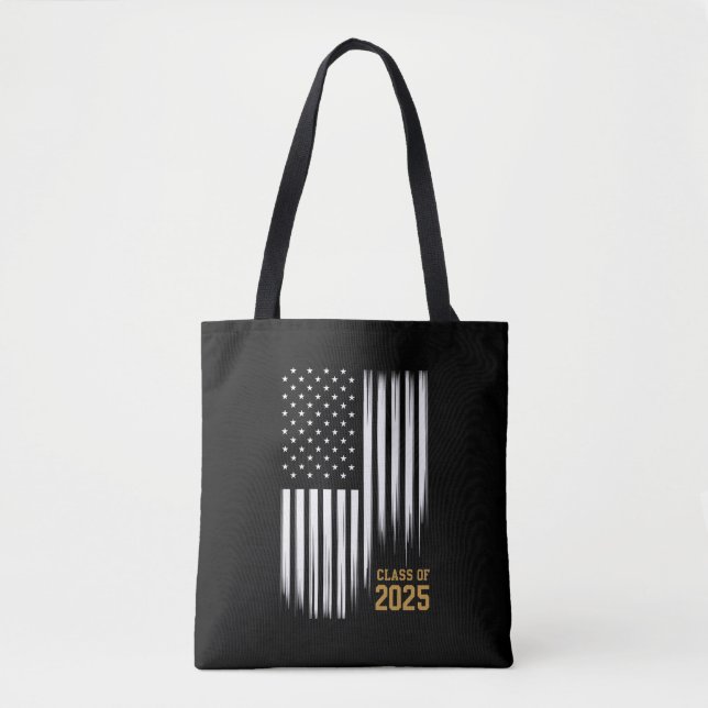Class Of 2025 Senior American Flag Graduation  Tote Bag (Front)