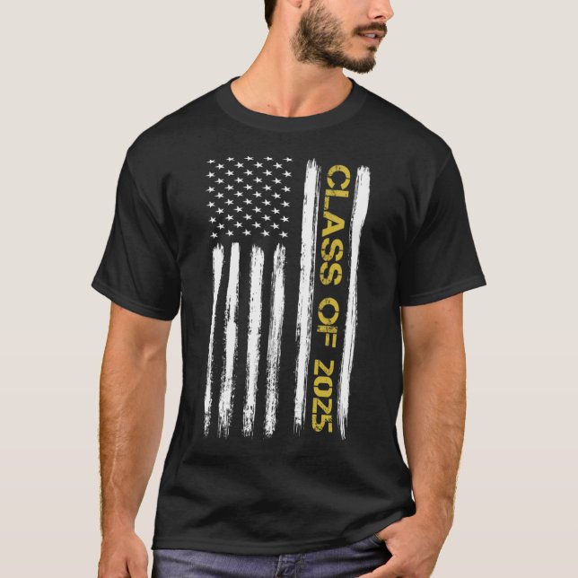 Class Of 2025 Senior Patriotic American Flag Gradu T-Shirt (Front)