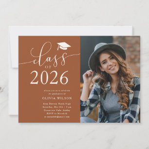 Class of 2025 Terracotta Graduation Party Photo  Invitation