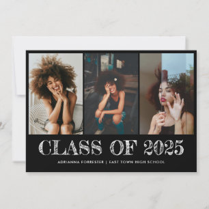 Class of 2025 Typography Graduate Photo Black Invitation