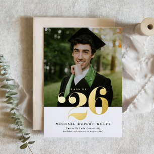 Class of 2025 Typography Photo Graduation Gold