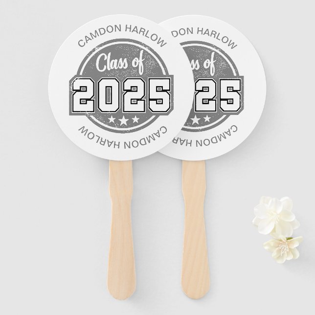 Class of 2025 Vintage Graduate Name Hand Fan (Front and Back)