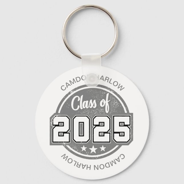 Class of 2025 Vintage Graduate Name Keychain (Front)