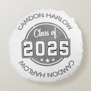 Class of 2025 Vintage Graduate Name Round Pillow