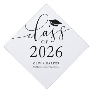 Class of 2025 White Graduation   Cap Topper