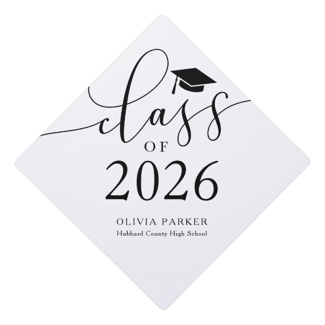 Class of 2025 White Graduation   Cap Topper (Front)