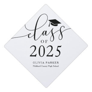 Class of 2025 White Graduation   Graduation Cap Topper