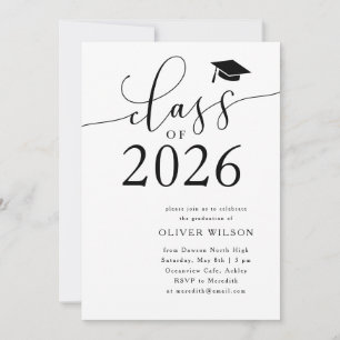 Class of 2025 White Graduation Party  Invitation