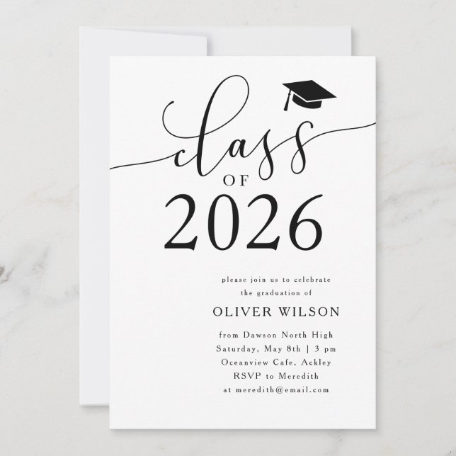 Class of 2025 White Graduation Party  Invitation (Front)