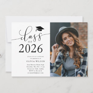 Class of 2025 White Graduation Party Photo  Invitation