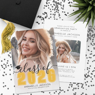 Class Of 2025 Yellow Graduate Photo Graduation Invitation
